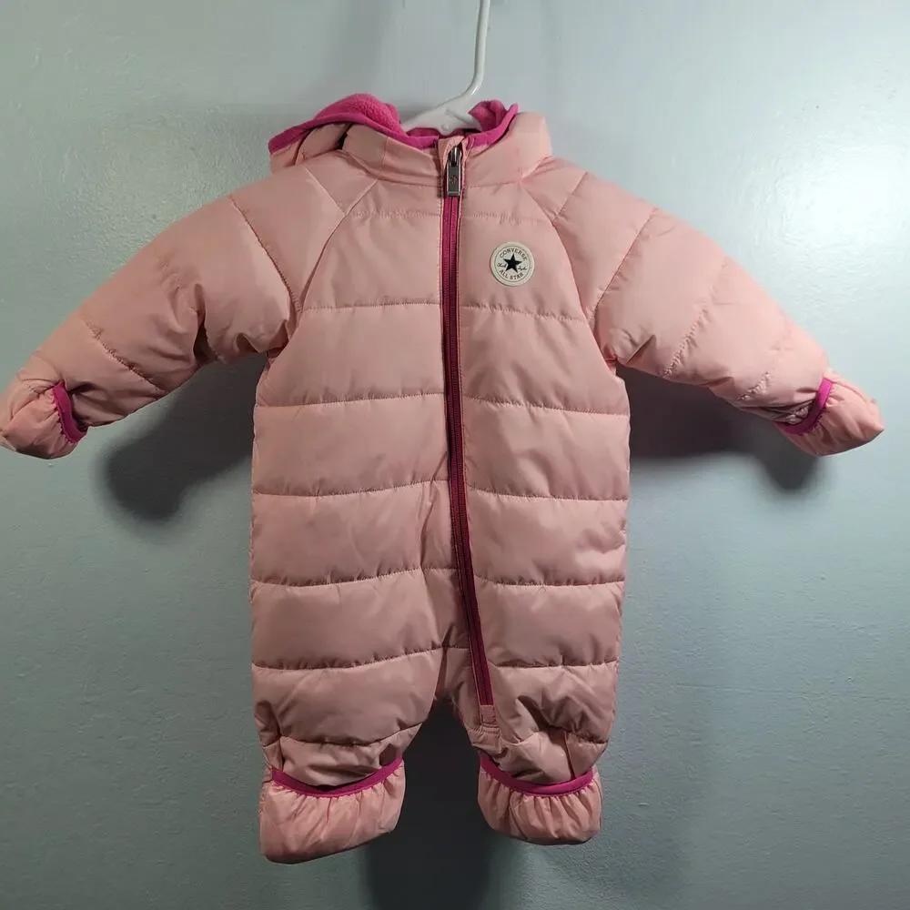 Converse Pink Infant Puffer Bunny Snow Suit Size 6 Months 21626-1281